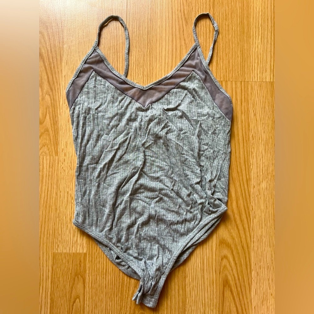 Grey with Purple Mesh Bodysuit